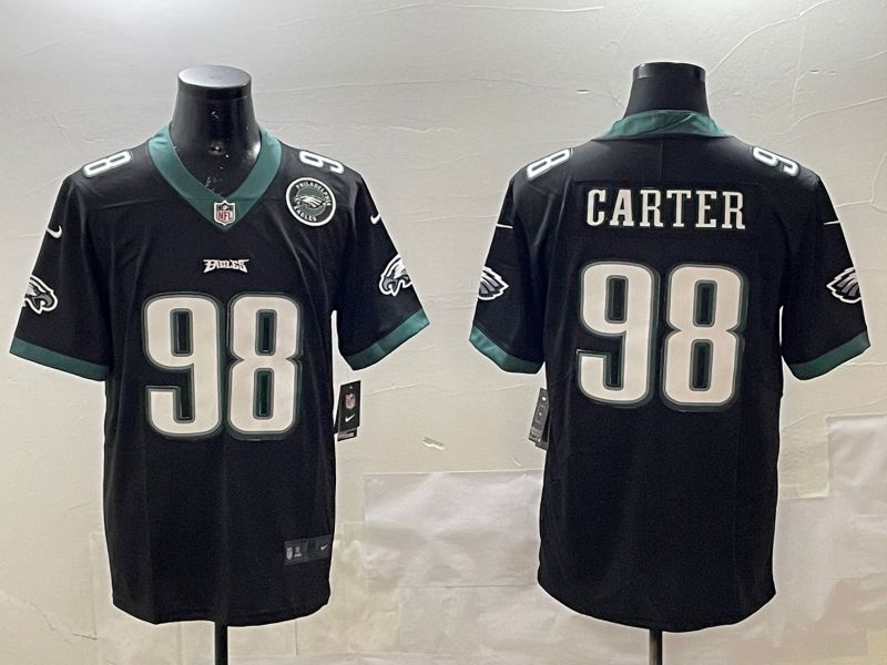 Men Philadelphia Eagles #98 Carter Black Second generations 2025 Nike Vapor Limited NFL Jersey style 3